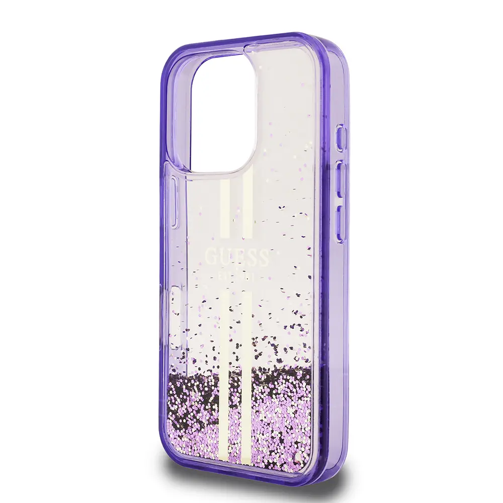 iPhone 16 Pro Transparan Sıvılı Simli Kılıf - Guess Lisanslı