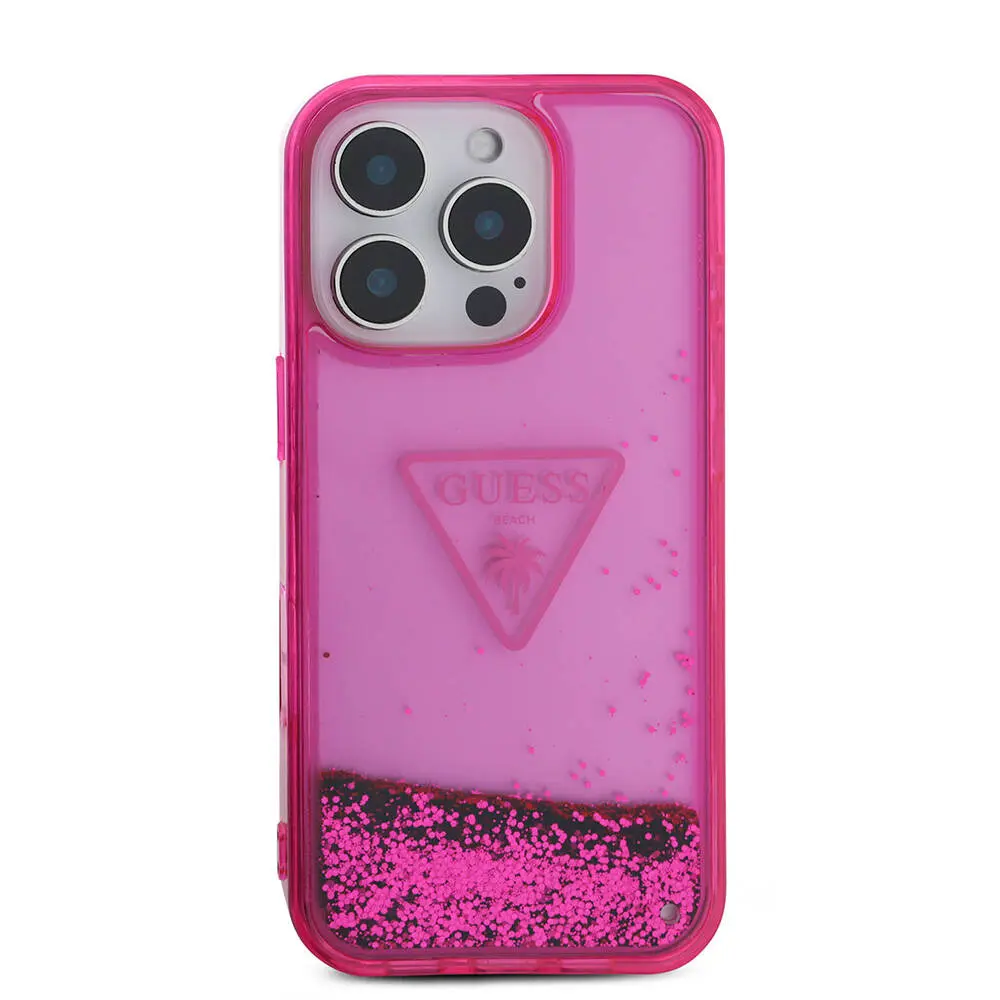 iPhone 16 Pro Transparan Sıvılı Simli Kılıf - Guess Lisanslı