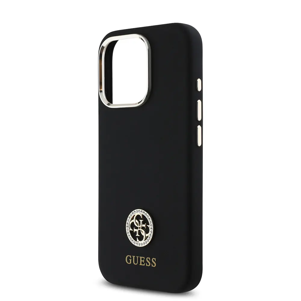 iPhone 16 Pro Silikon Kılıf, Metal Kamera Çerçeveli - Guess 4G Logolu