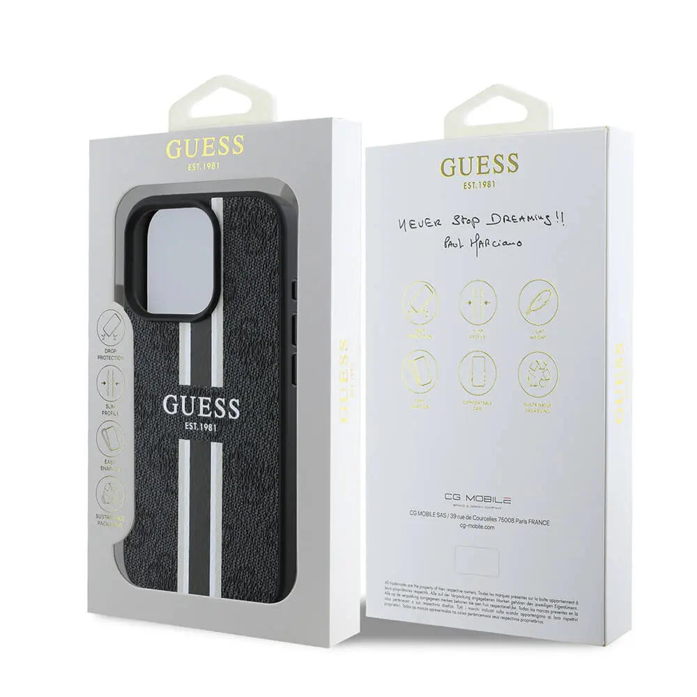 iPhone 16 Pro MagSafe Uyumlu 4G Şerit Tasarımlı Kılıf - Guess