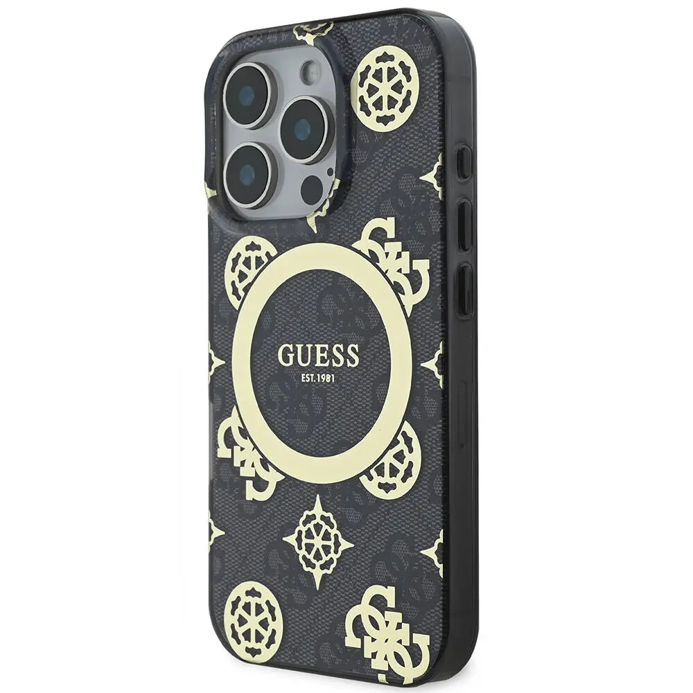 iPhone 16 Pro MagSafe Uyumlu Kılıf - Guess IML Peony ve 4G Desenli