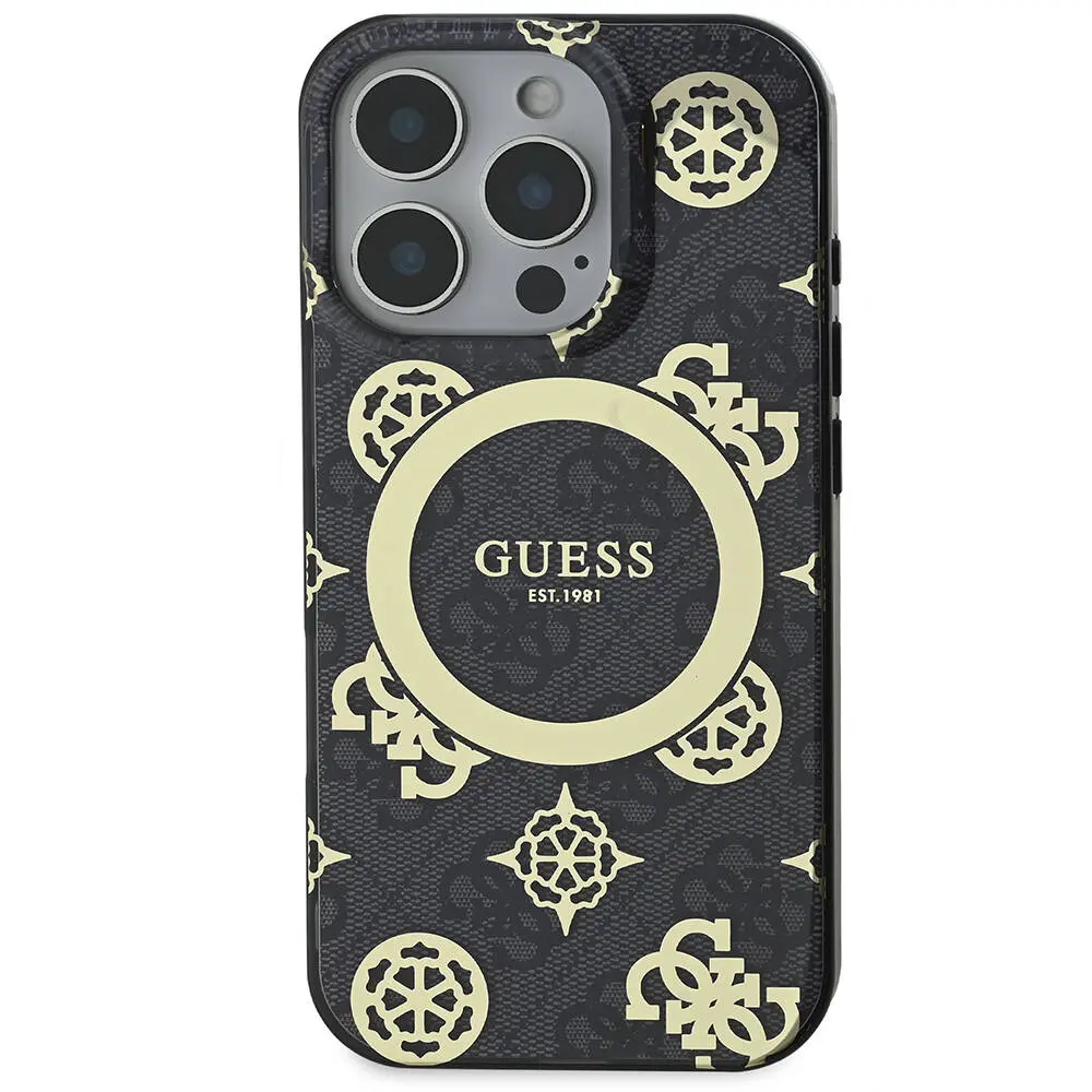 iPhone 16 Pro MagSafe Uyumlu Kılıf - Guess IML Peony ve 4G Desenli