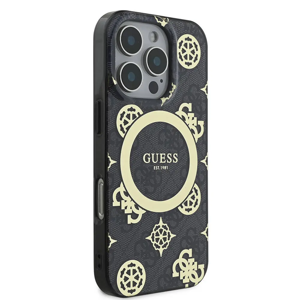 iPhone 16 Pro MagSafe Uyumlu Kılıf - Guess IML Peony ve 4G Desenli
