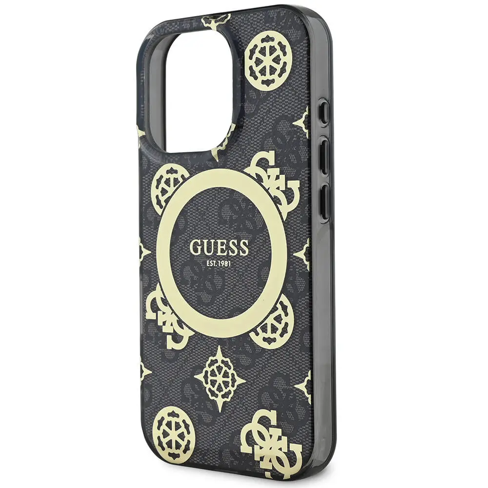 iPhone 16 Pro MagSafe Uyumlu Kılıf - Guess IML Peony ve 4G Desenli