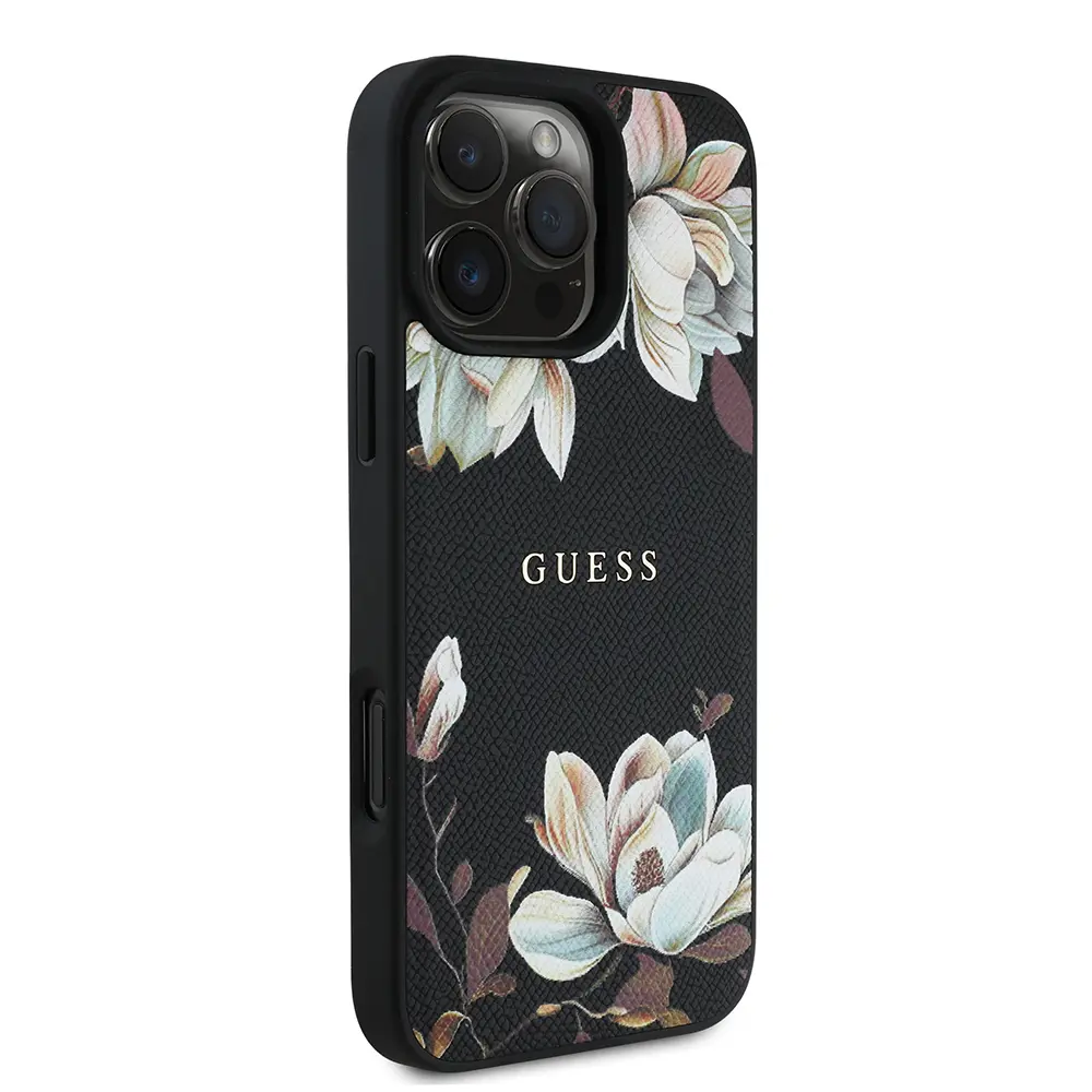 iPhone 16 Pro MagSafe Uyumlu Taneli Çiçek Tasarımlı Kılıf - Guess