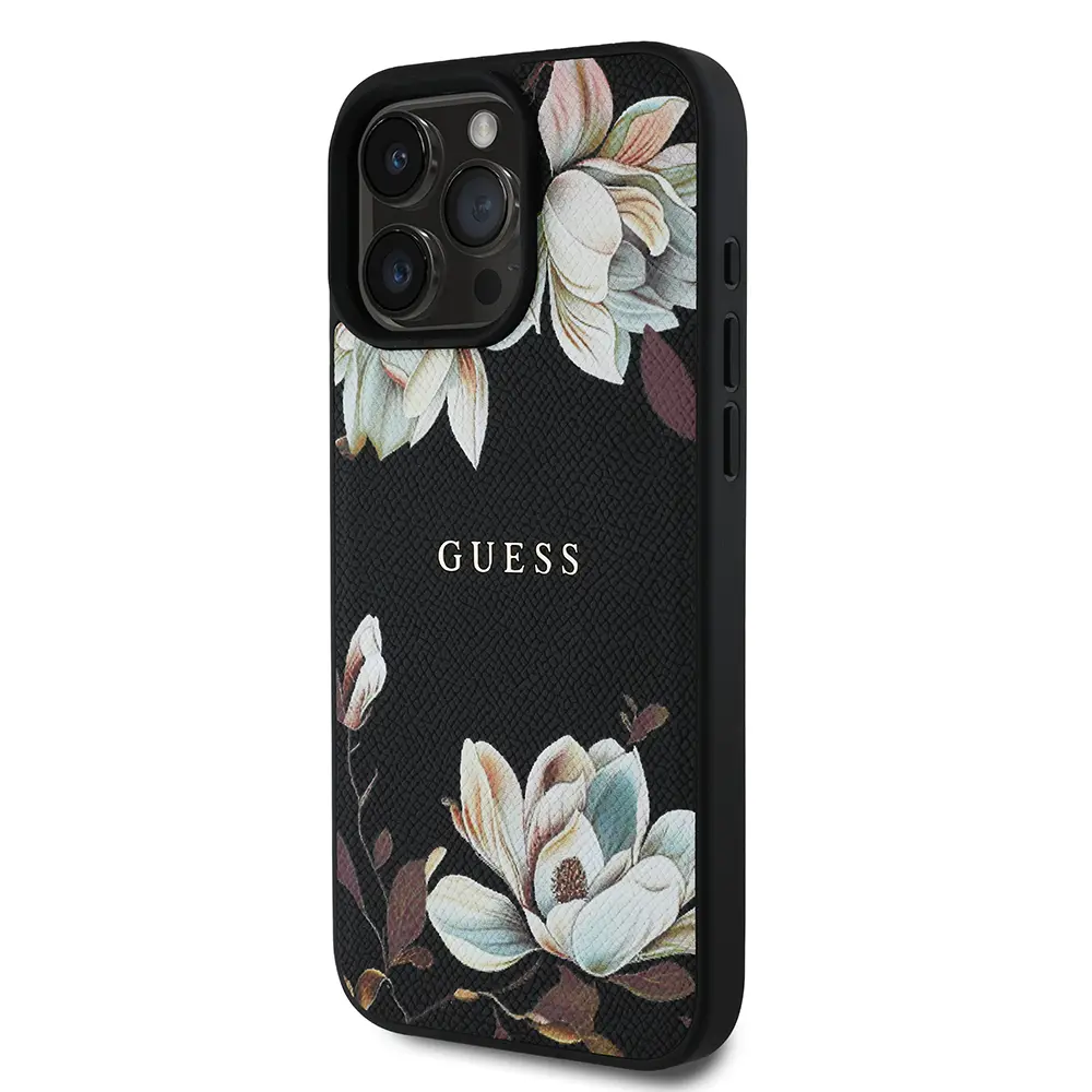iPhone 16 Pro MagSafe Uyumlu Taneli Çiçek Tasarımlı Kılıf - Guess