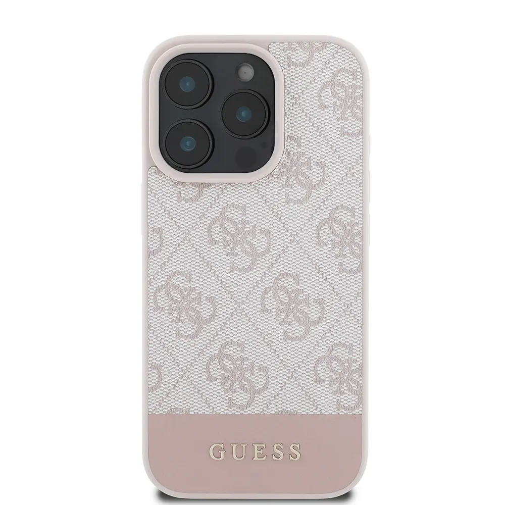iPhone 16 Pro PU Deri Şerit Logo Tasarımlı Kılıf - Guess