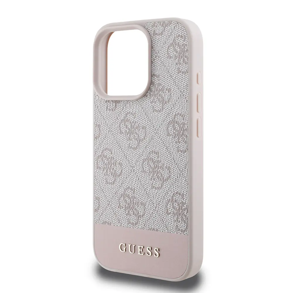 iPhone 16 Pro PU Deri Şerit Logo Tasarımlı Kılıf - Guess