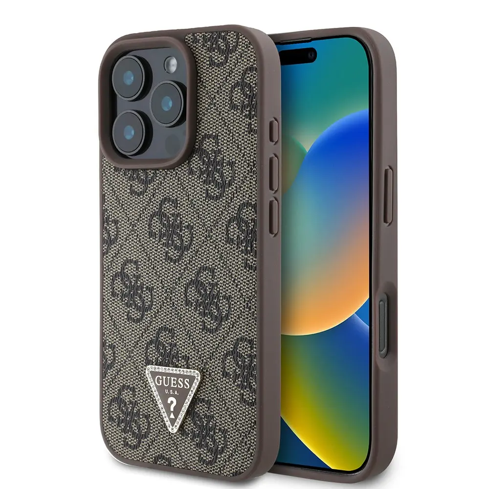 iPhone 16 Pro Resmi Lisanslı PU Deri Taşlı Kılıf - Guess