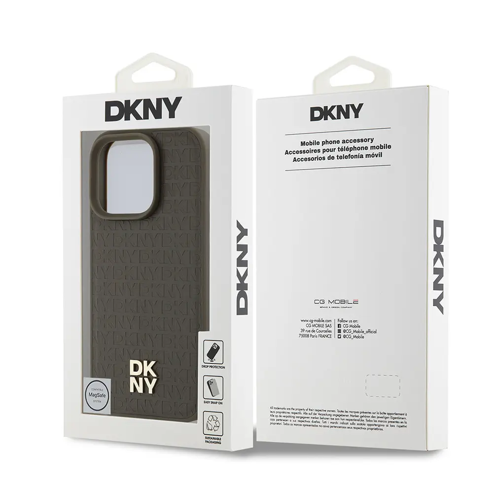 iPhone 16 Pro MagSafe Uyumlu 3D Desenli Kılıf - DKNY Repeat Pattern
