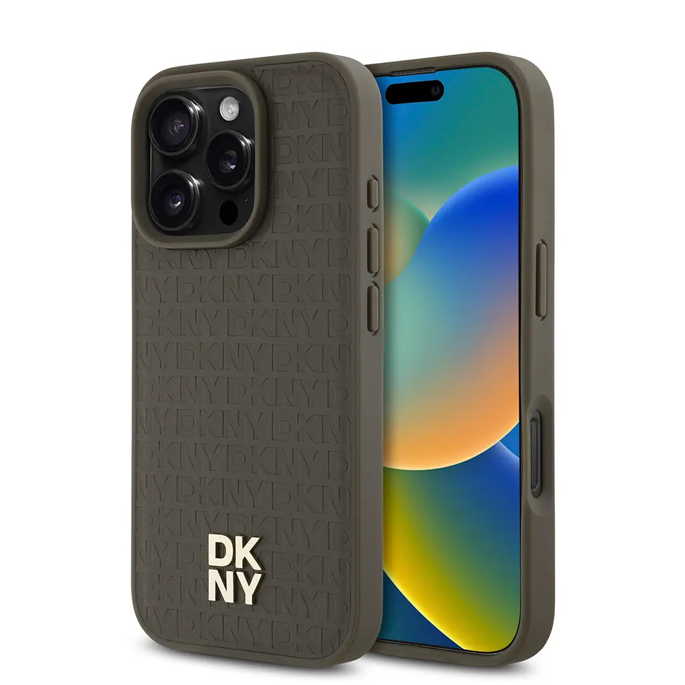 iPhone 16 Pro MagSafe Uyumlu 3D Desenli Kılıf - DKNY Repeat Pattern