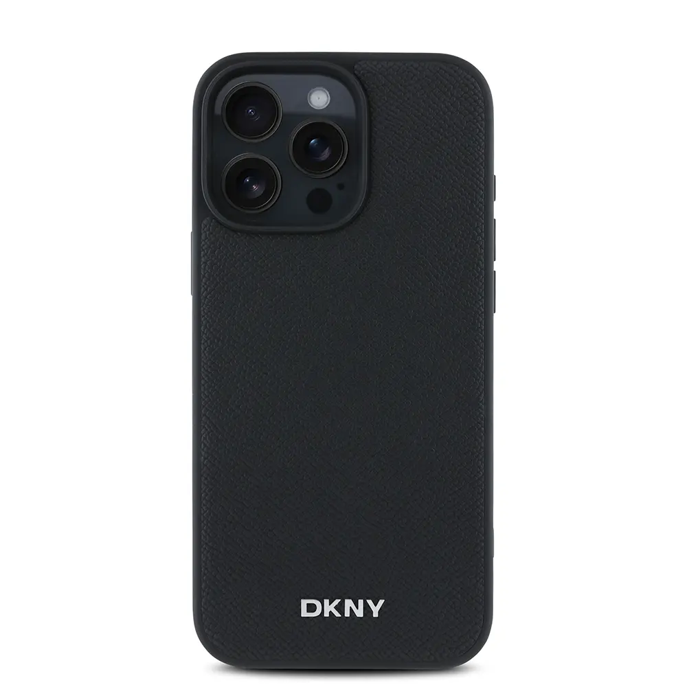 iPhone 16 Pro MagSafe Uyumlu PU Deri Kılıf - DKNY Metal Logolu