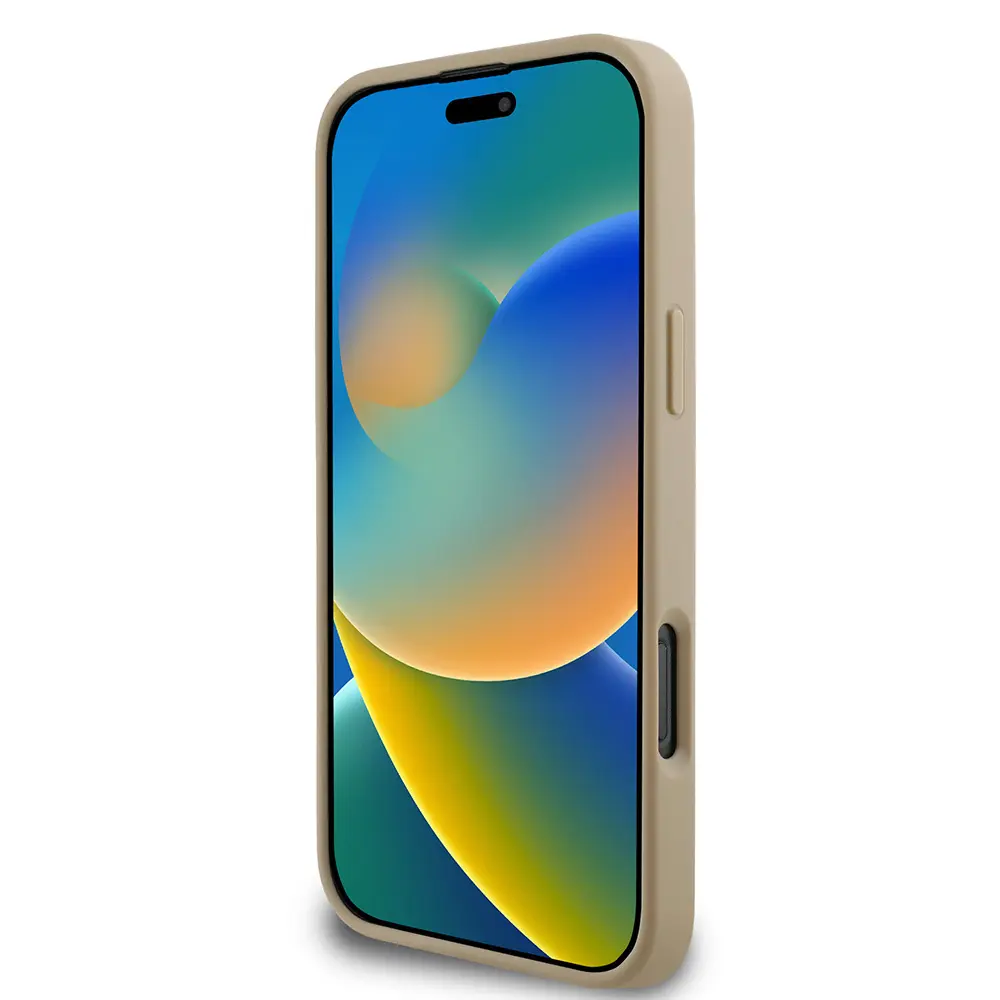 iPhone 16 Pro Deri Kılıf, Kapitone Tasarımlı Metal Logo - DKNY