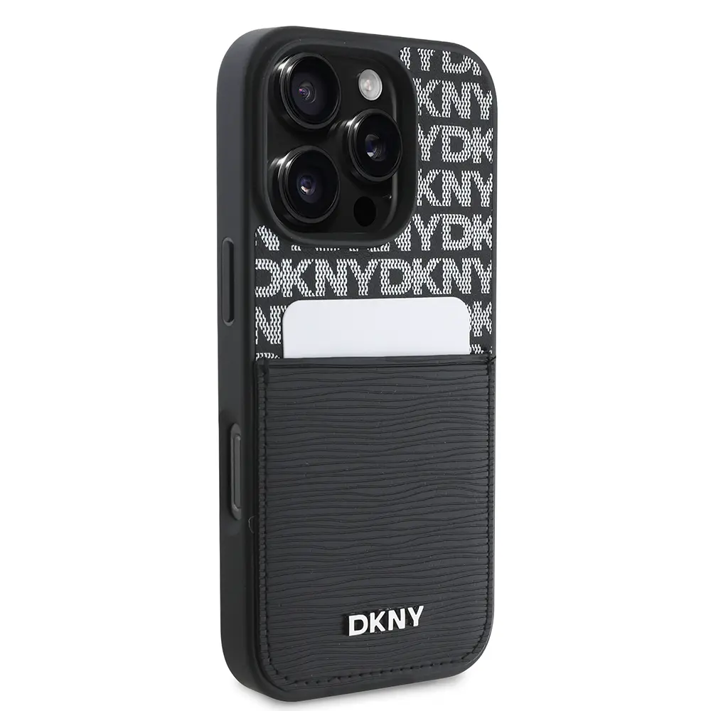 iPhone 16 Pro Kartlıklı Kılıf - DKNY Lisanslı Repeat Texture Pattern