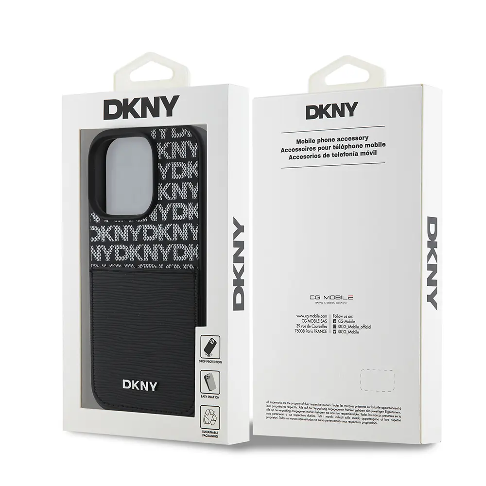 iPhone 16 Pro Kartlıklı Kılıf - DKNY Lisanslı Repeat Texture Pattern