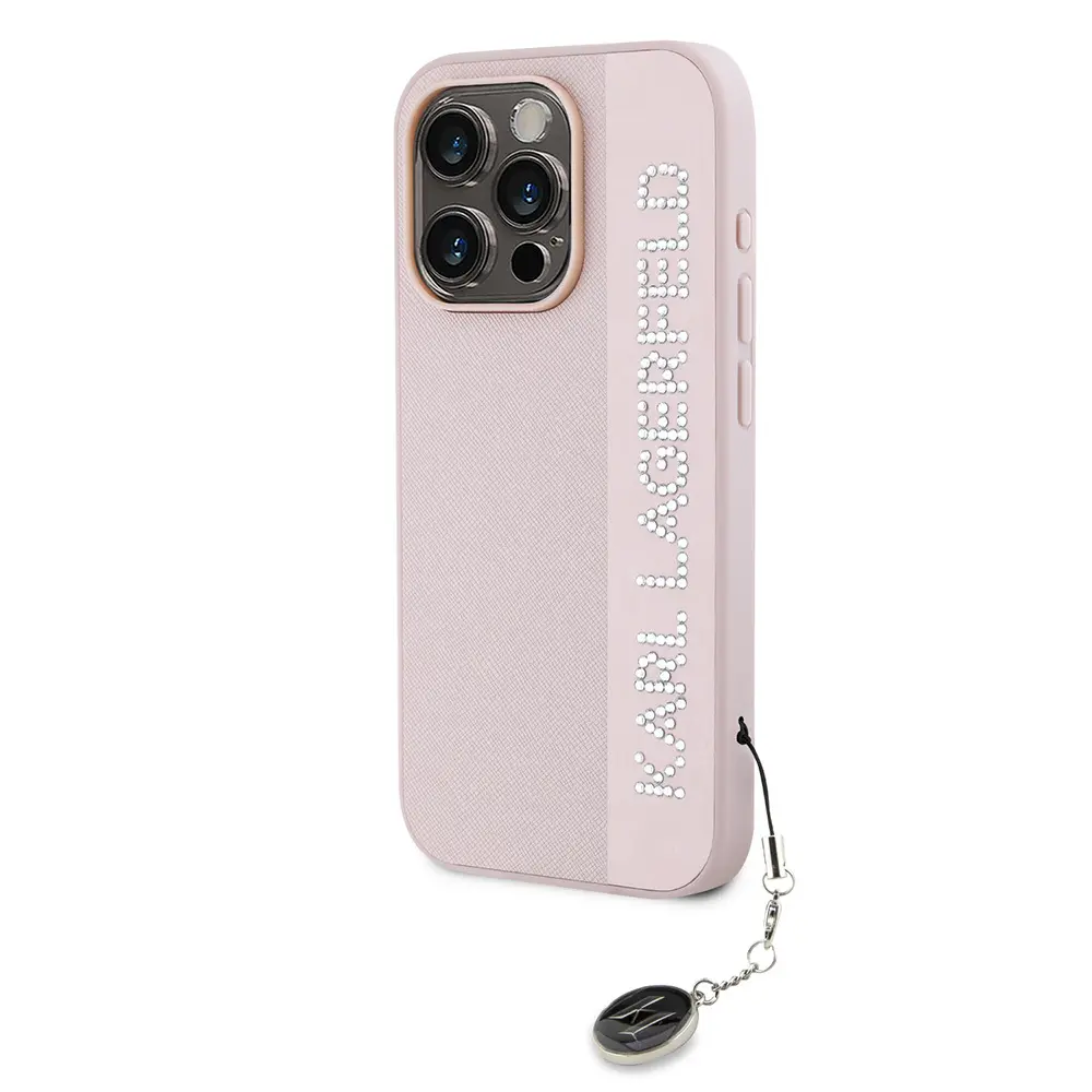 iPhone 16 Pro Taşlı Saffiano Kılıf - Karl Lagerfeld KL Yazılı