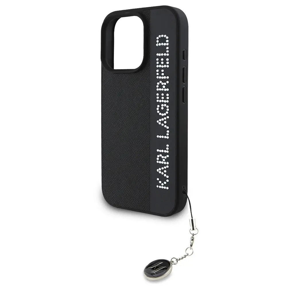 iPhone 16 Pro Taşlı Saffiano Kılıf - Karl Lagerfeld KL Yazılı