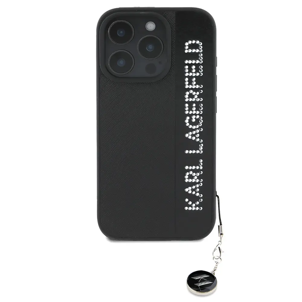 iPhone 16 Pro Taşlı Saffiano Kılıf - Karl Lagerfeld KL Yazılı