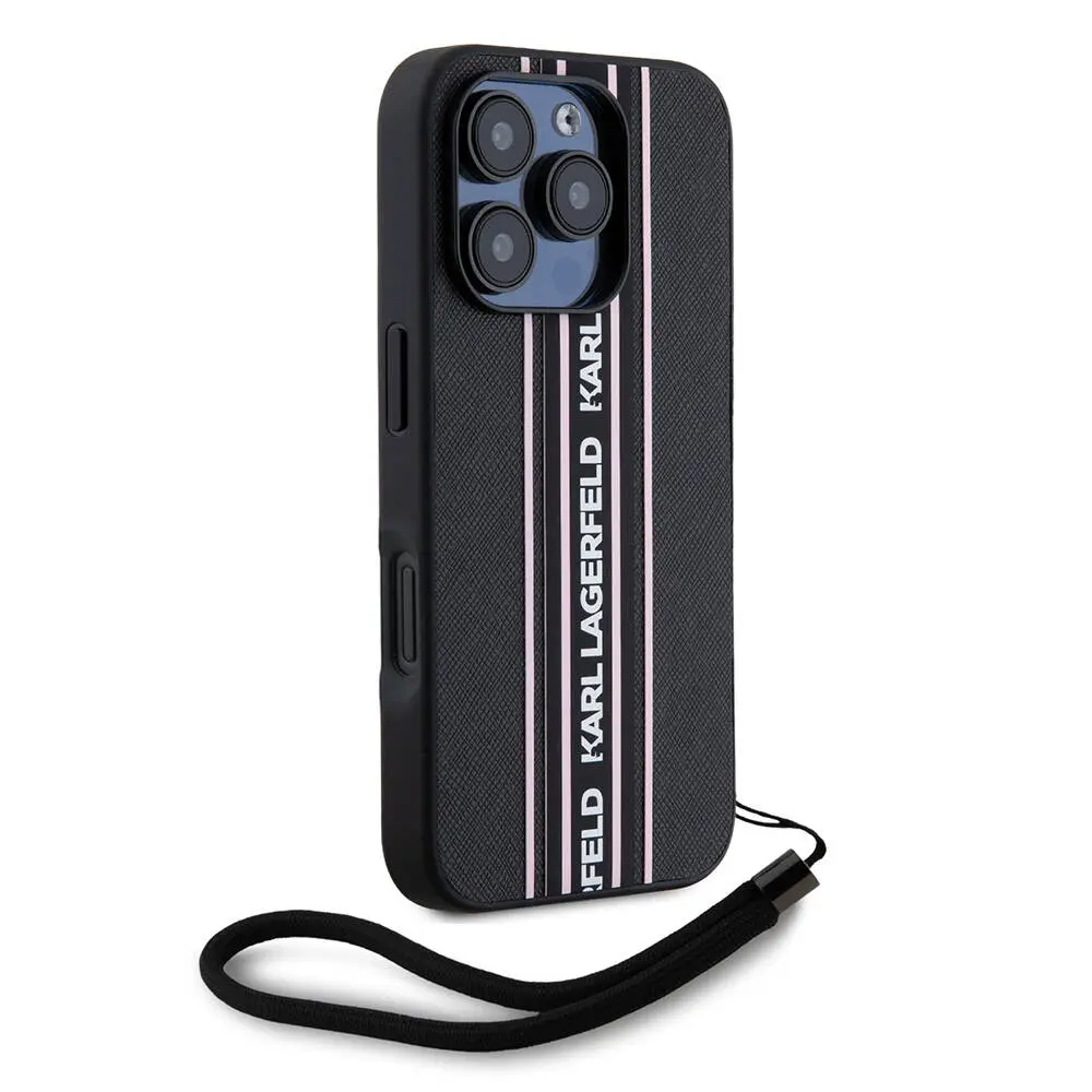 iPhone 16 Pro Askılı Saffiano Kılıf - Karl Lagerfeld Athleisure