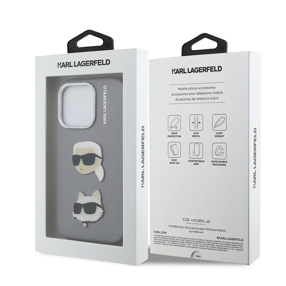 iPhone 16 Pro Kılıf Karl Lagerfeld Lisanslı K&C Heads Pin Kapak