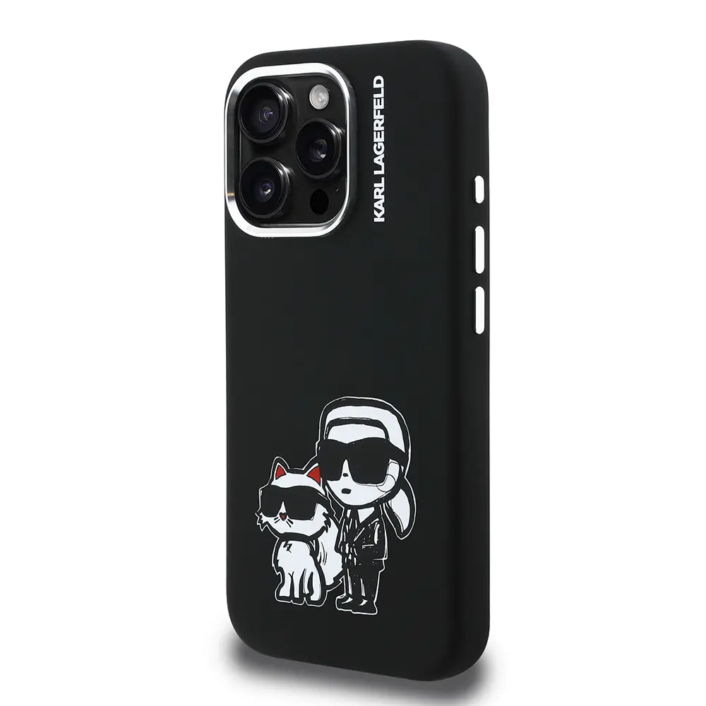 iPhone 16 Pro Silikon Kılıf, Karl & Choupette Sketch Logo - Karl Lagerfeld