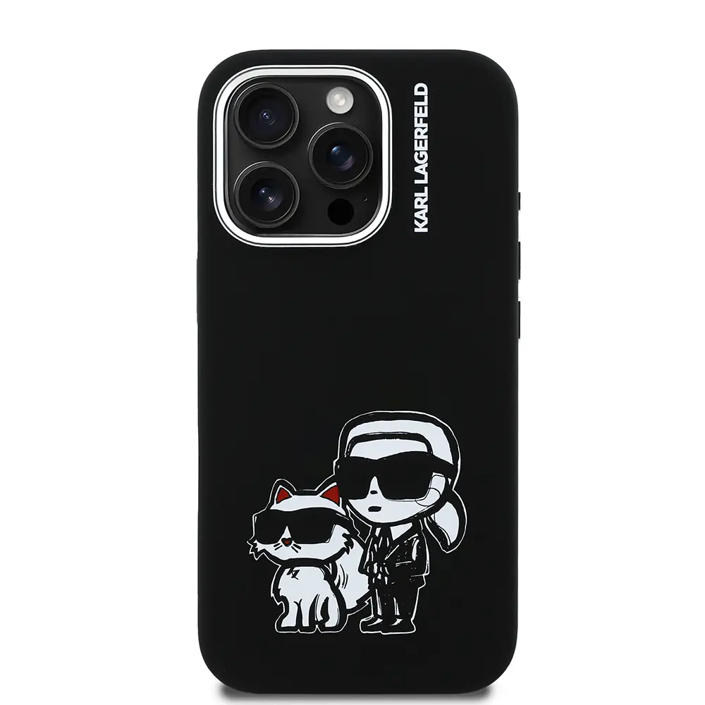 iPhone 16 Pro Silikon Kılıf, Karl & Choupette Sketch Logo - Karl Lagerfeld