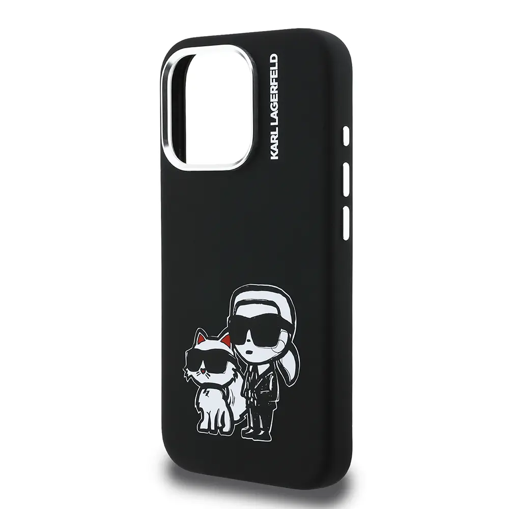 iPhone 16 Pro Silikon Kılıf, Karl & Choupette Sketch Logo - Karl Lagerfeld