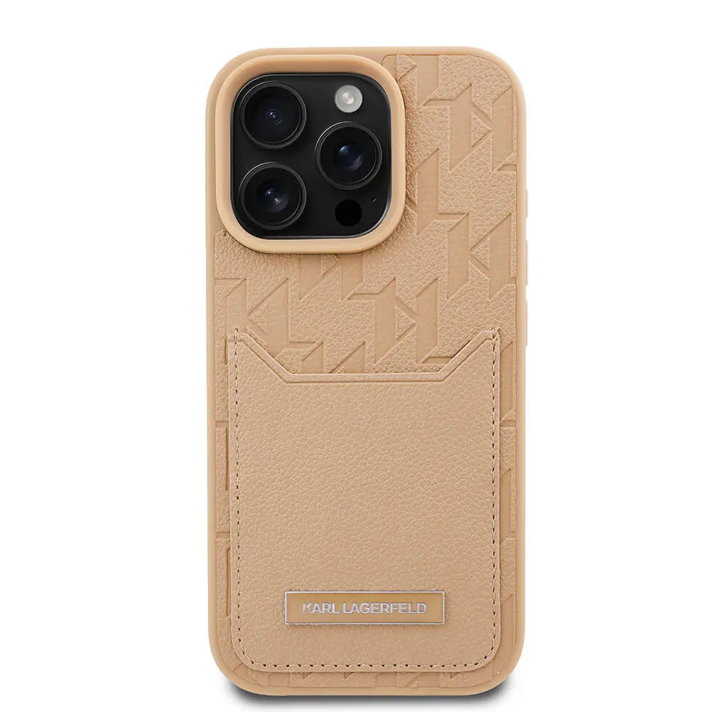 iPhone 16 Pro Kartlıklı Monogram Kılıf - Karl Lagerfeld KL Desenli