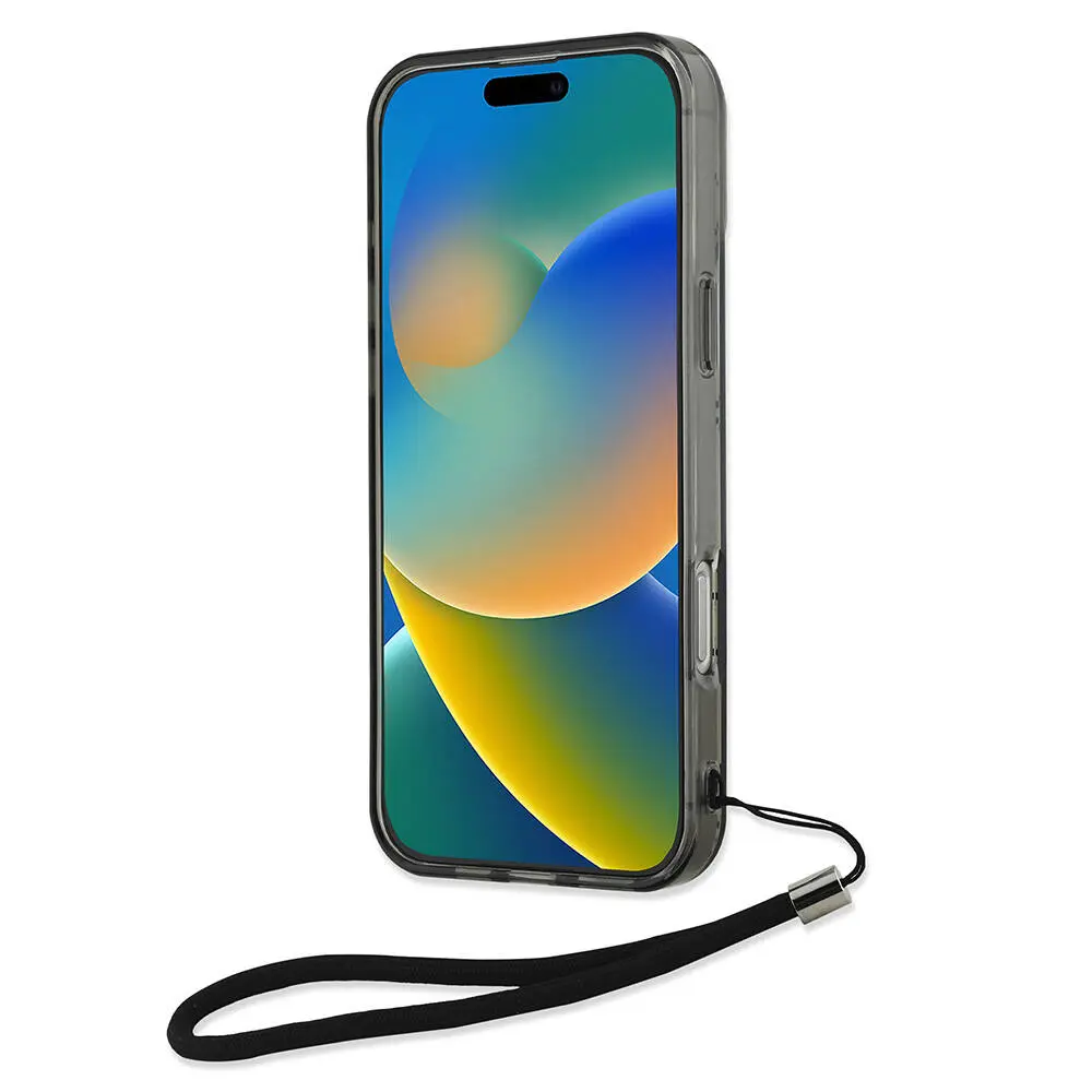 iPhone 16 Pro Saydam Kılıf, Bilek Askı İpli - Karl Lagerfeld KL Desenli