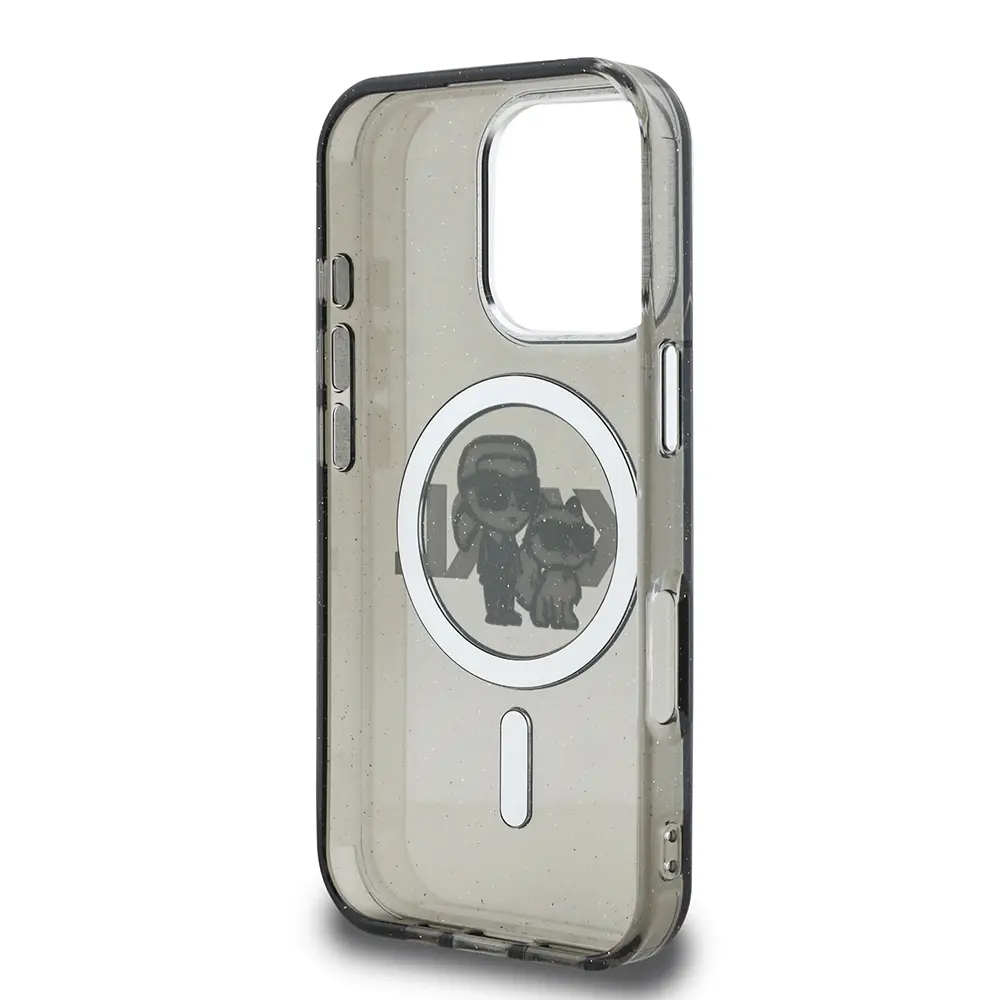 iPhone 16 Pro Kılıf, Simli Karl & Choupette Logolu - Karl Lagerfeld
