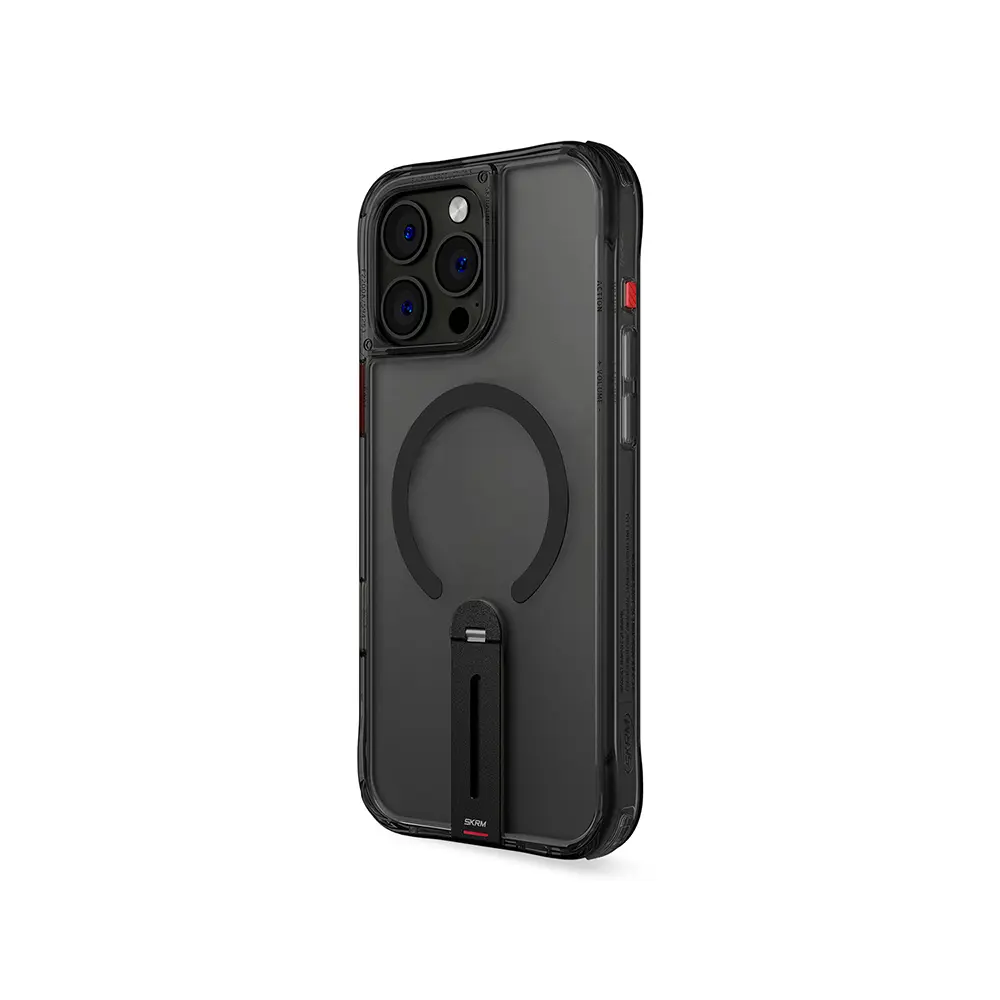 iPhone 16 Pro MagSafe Uyumlu 360 Derece Standlı Şeffaf Kılıf - Skinarma Helix