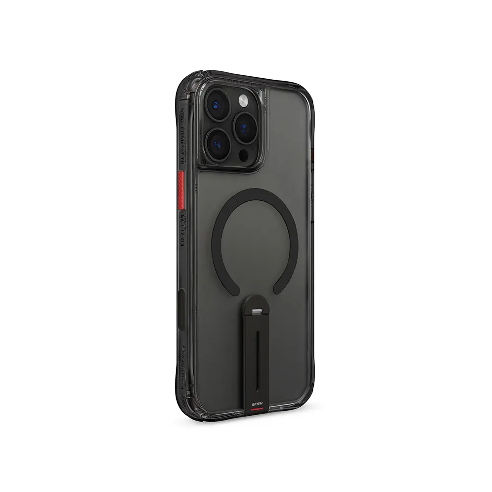 iPhone 16 Pro MagSafe Uyumlu 360 Derece Standlı Şeffaf Kılıf - Skinarma Helix