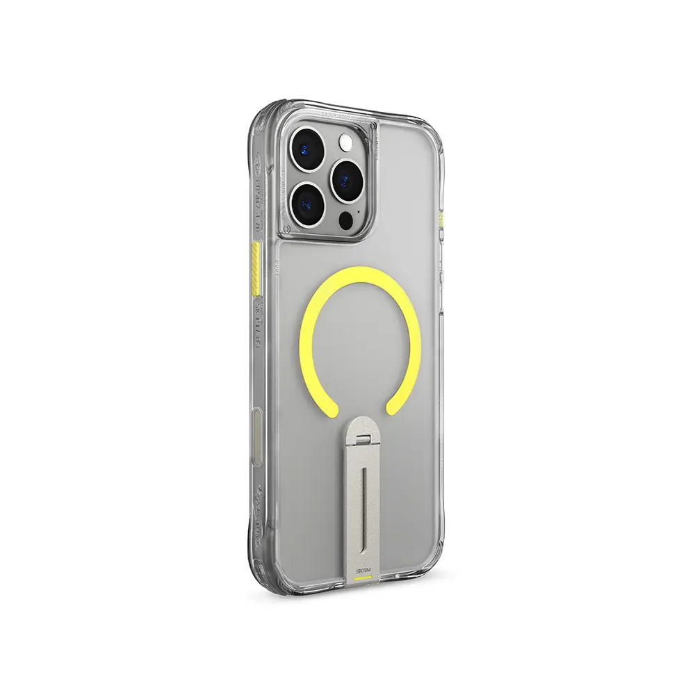 iPhone 16 Pro MagSafe Uyumlu 360 Derece Standlı Şeffaf Kılıf - Skinarma Helix