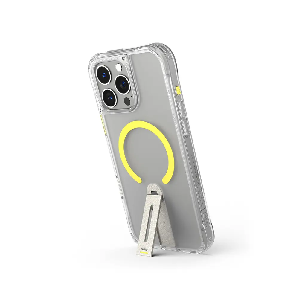 iPhone 16 Pro MagSafe Uyumlu 360 Derece Standlı Şeffaf Kılıf - Skinarma Helix