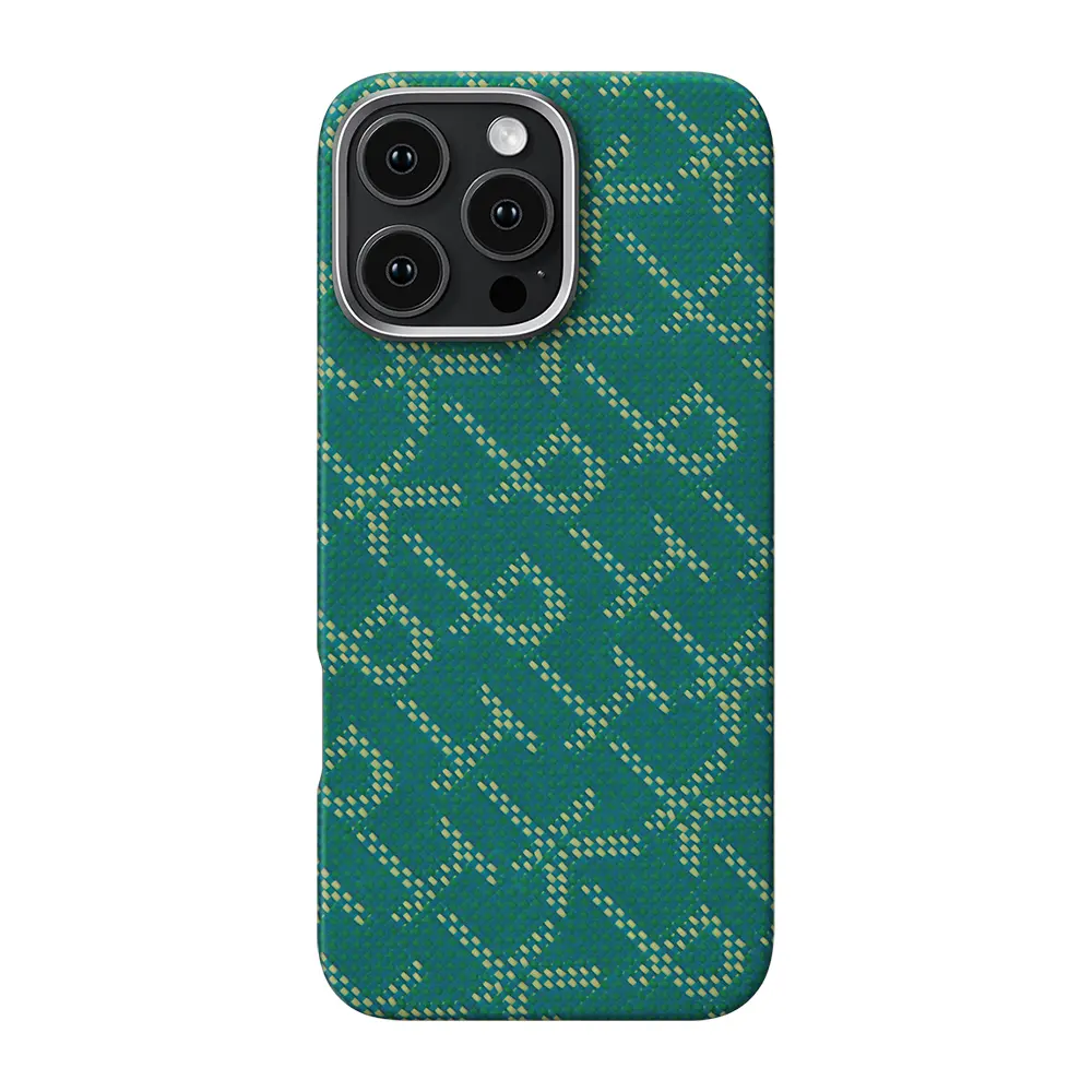 iPhone 16 Pro MagSafe Uyumlu Aramid Fiber Kılıf - Pitaka Tactile Woven Monogram