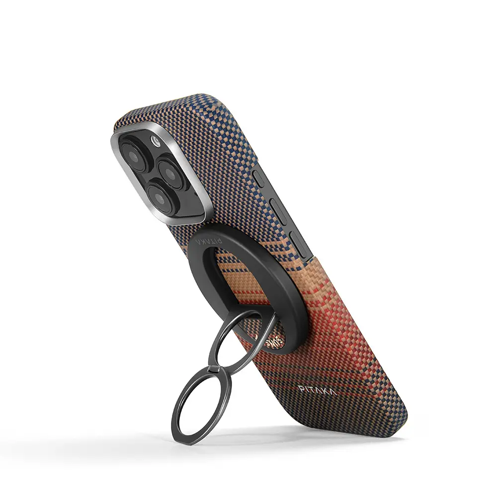 iPhone 16 Pro MagSafe Uyumlu Aramid Fiber Kılıf - Pitaka Tactile Woven Sunset