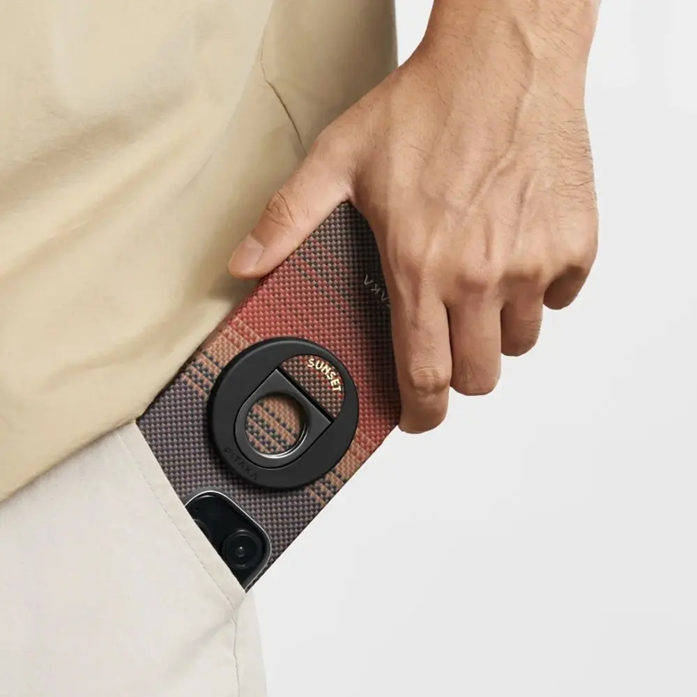 iPhone 16 Pro MagSafe Uyumlu Aramid Fiber Kılıf - Pitaka Tactile Woven Sunset