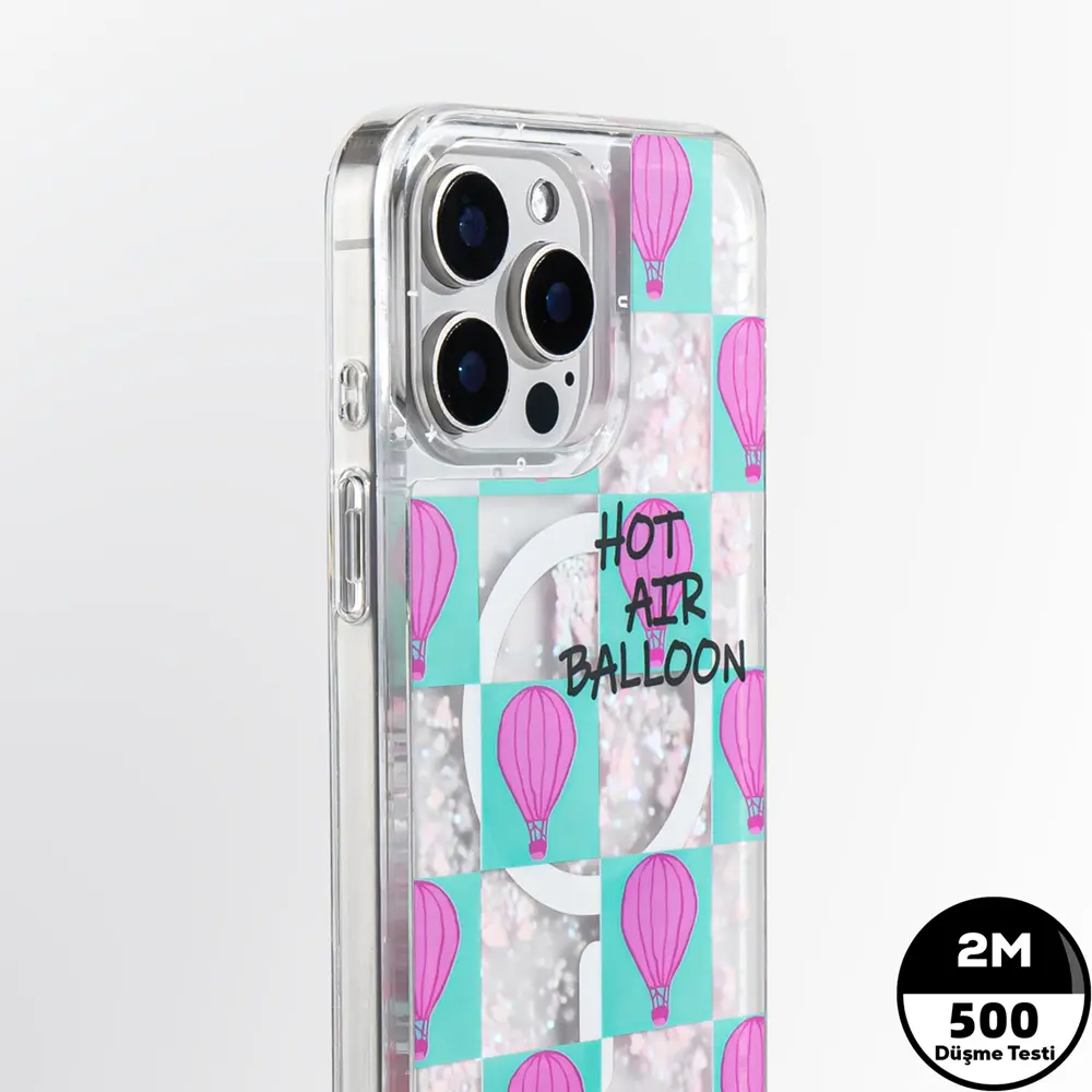 iPhone 16 Pro MagSafe Uyumlu Kumlu Sıvılı Kılıf - Youngkit Pink Dream Quicksand