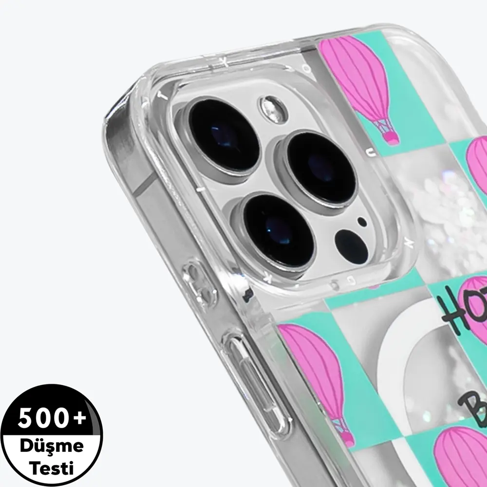 iPhone 16 Pro MagSafe Uyumlu Kumlu Sıvılı Kılıf - Youngkit Pink Dream Quicksand