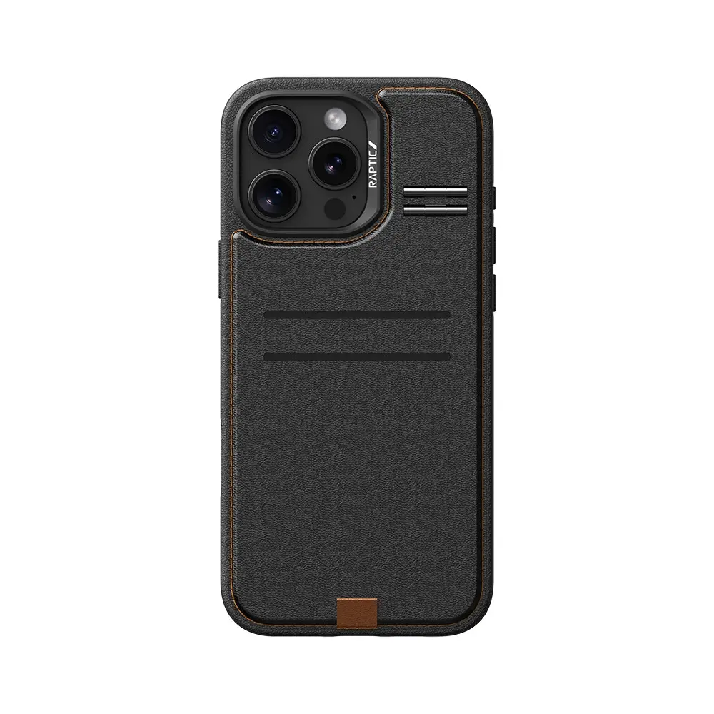 Apple iPhone 16 Pro Kılıf M-safe Şarj Özellikli Raptic Slim Wallet Serisi Deri Görünümlü Kartlıklı Standlı Kapak