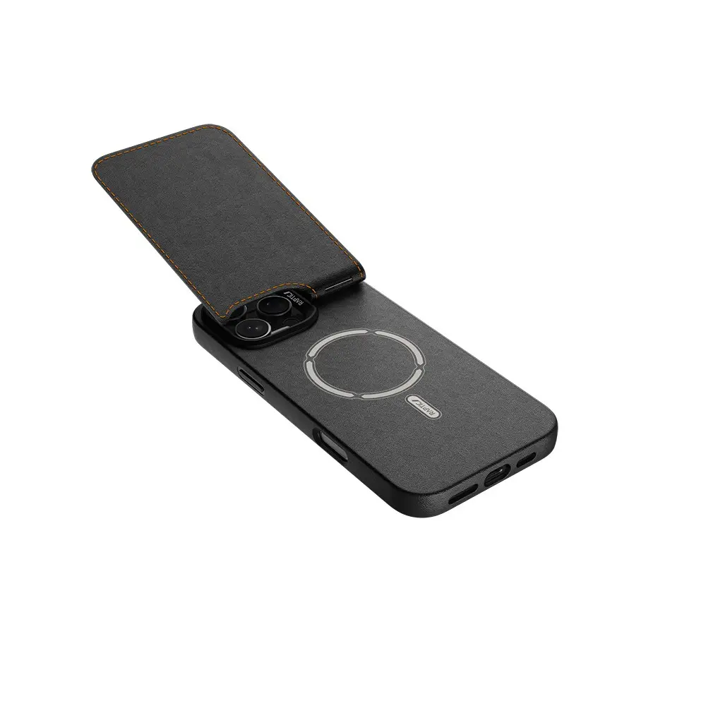 Apple iPhone 16 Pro Kılıf M-safe Şarj Özellikli Raptic Slim Wallet Serisi Deri Görünümlü Kartlıklı Standlı Kapak