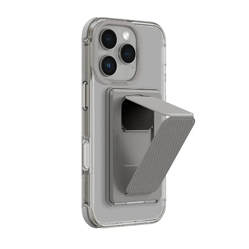 iPhone 16 Pro MagSafe Uyumlu Standlı ve Kartlıklı Şeffaf Kılıf - Amazingthing Omni Adventure