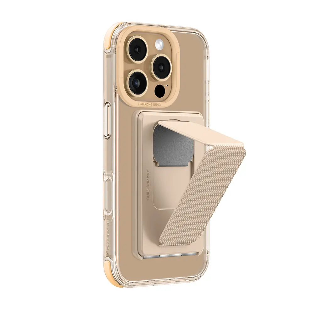 iPhone 16 Pro MagSafe Uyumlu Standlı ve Kartlıklı Şeffaf Kılıf - Amazingthing Omni Adventure