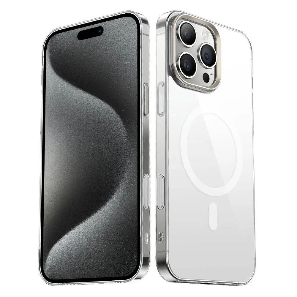 iPhone 16 Pro MagSafe Uyumlu Şeffaf Cam Arka Yüzeyli Kılıf - Zore G-Glass