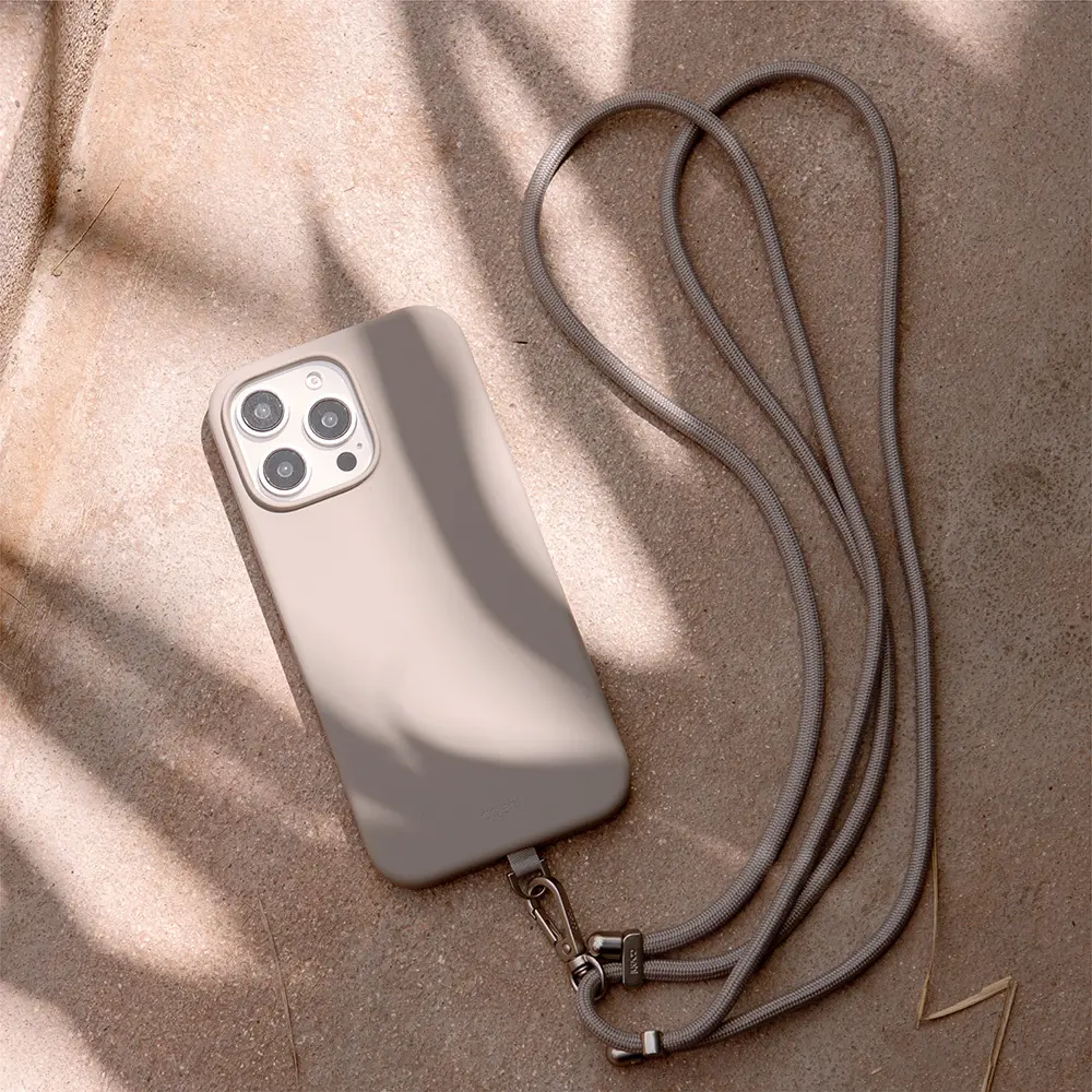 iPhone 16 Pro MagSafe Uyumlu Askı İpli Silikon Kılıf - Coehl Creme