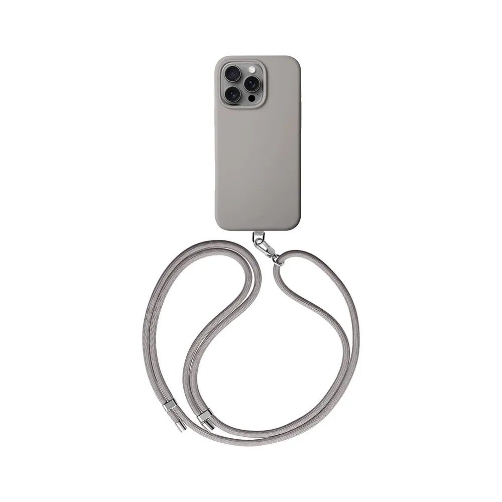 iPhone 16 Pro MagSafe Uyumlu Askı İpli Silikon Kılıf - Coehl Creme