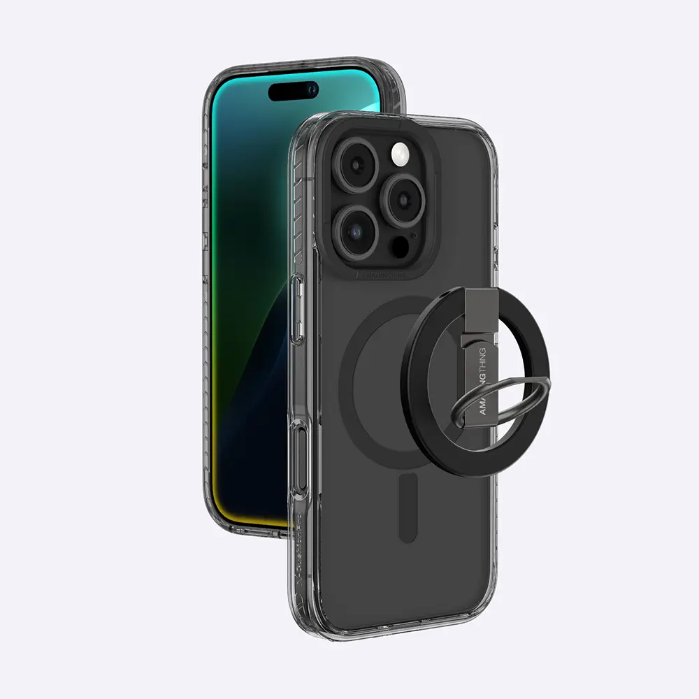 iPhone 16 Pro MagSafe Uyumlu Yüzük Standlı Şeffaf Kılıf - Amazingthing Titan Pro