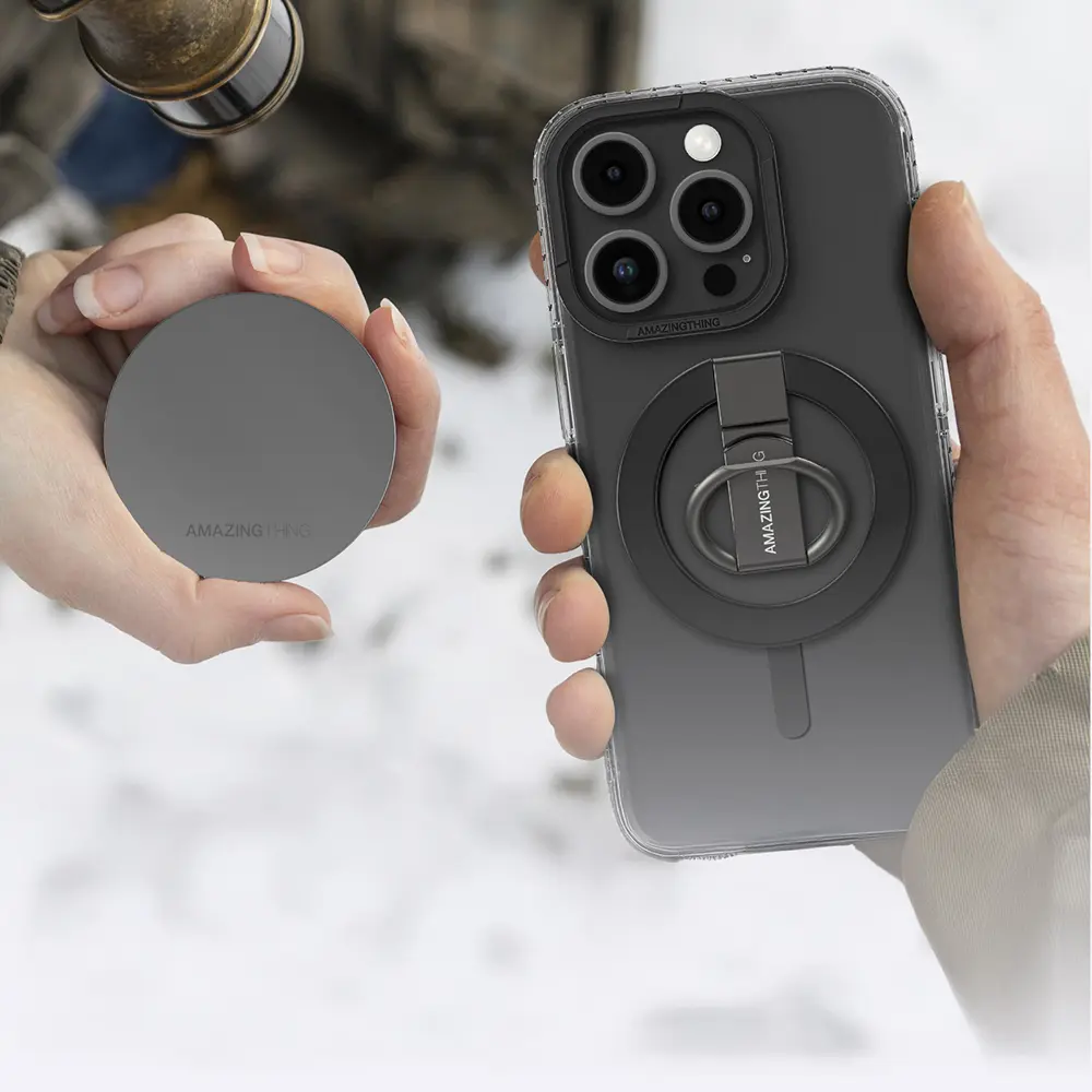 iPhone 16 Pro MagSafe Uyumlu Yüzük Standlı Şeffaf Kılıf - Amazingthing Titan Pro