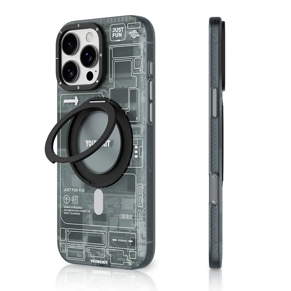 iPhone 16 Pro MagSafe Uyumlu 360° Standlı Kılıf - Youngkit Technology