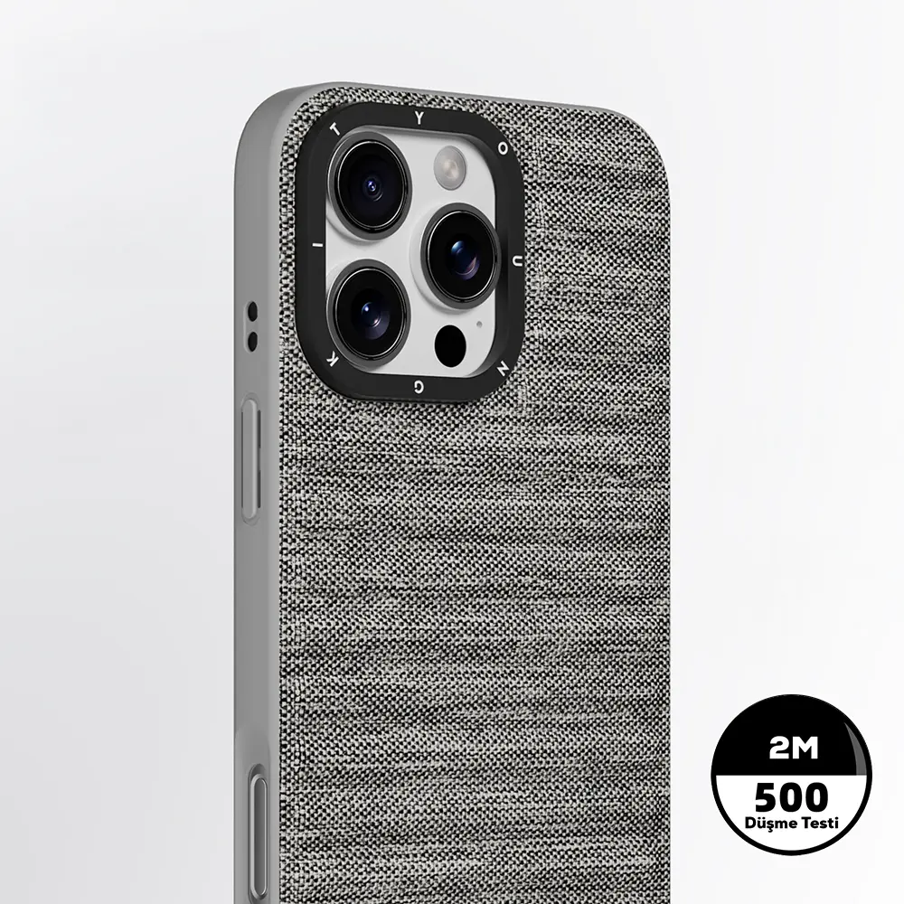 iPhone 16 Pro MagSafe Uyumlu Kumaş Kaplama Kılıf - Youngkit Canvas